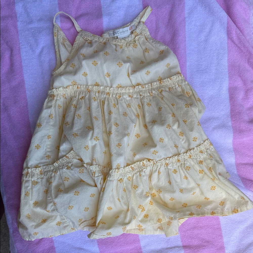 C and C Kids Yellow Floral Tiered Sundress